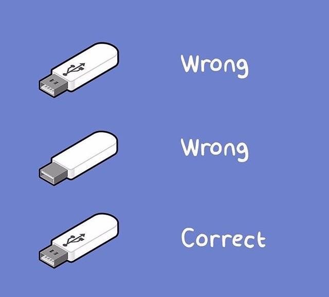 different modes of plugging in a USB stick